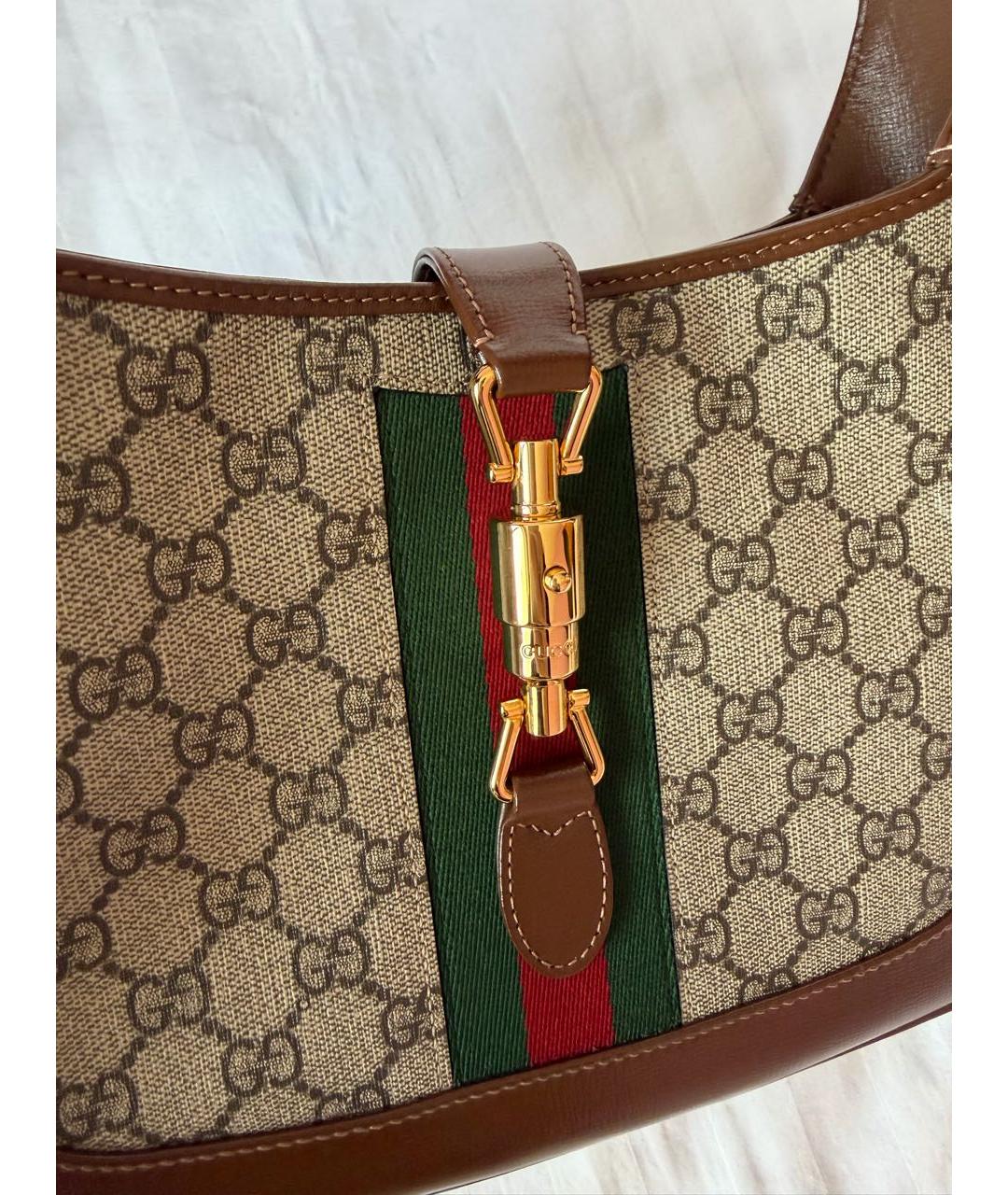 GUCCI Коричневая кожаная сумка с короткими ручками, фото 5