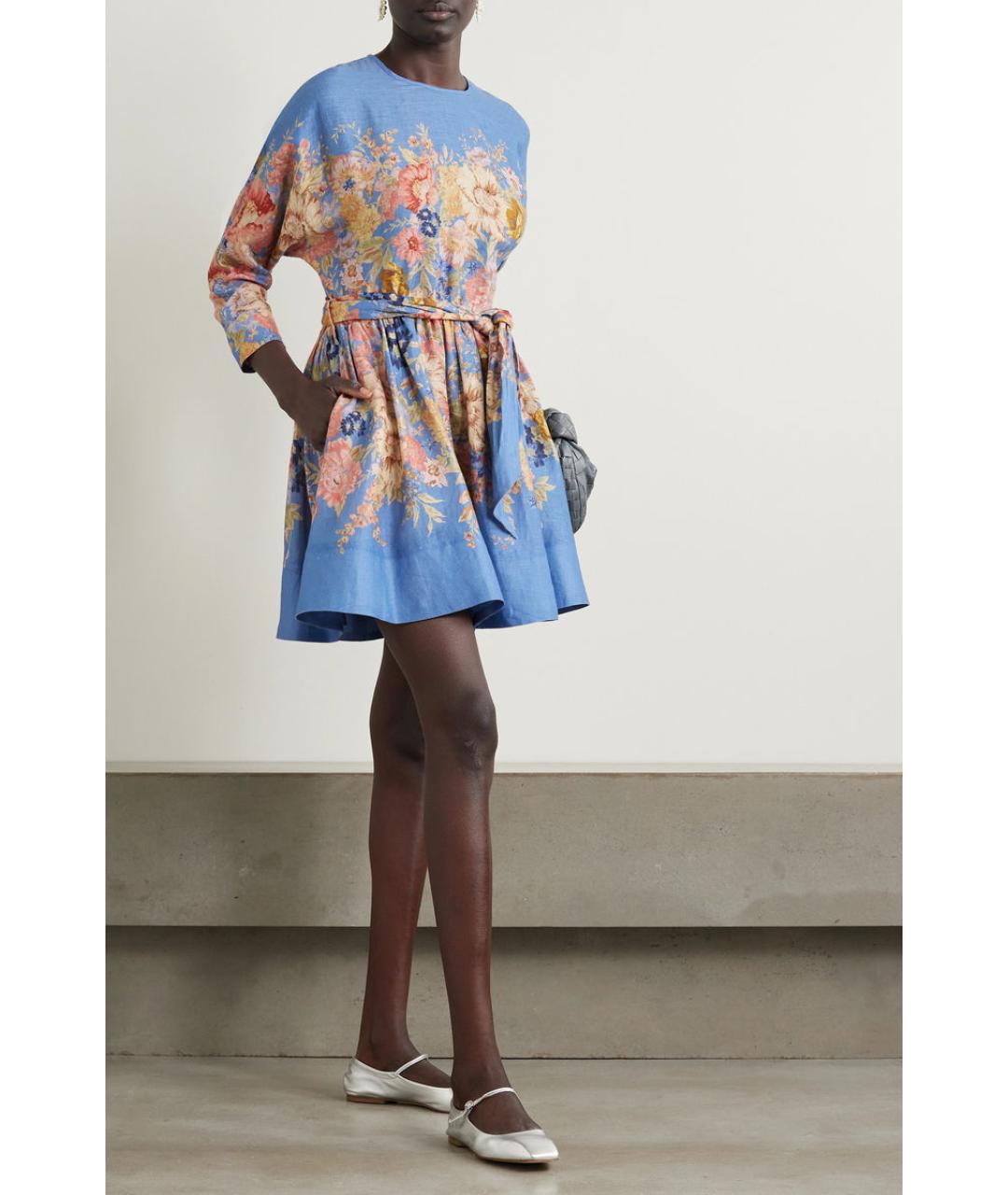 ZIMMERMANN Голубое льняное коктейльное платье, фото 6