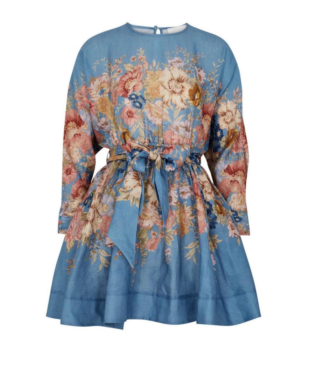 ZIMMERMANN Голубое льняное коктейльное платье, фото 1