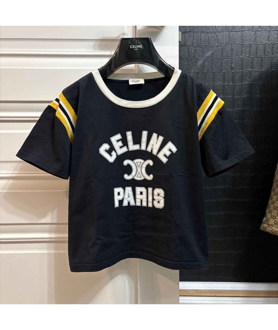 CELINE Черная хлопковая футболка, фото 3