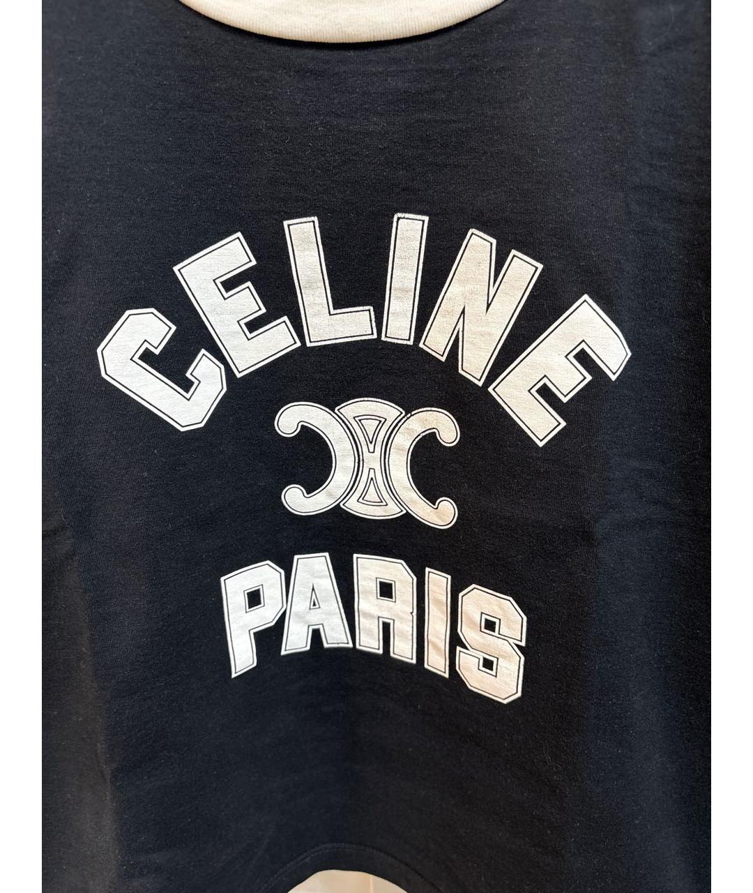CELINE Черная хлопковая футболка, фото 4