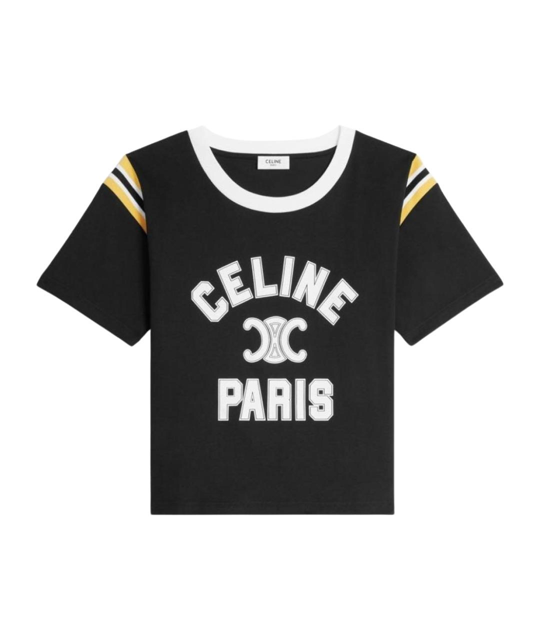 CELINE Черная хлопковая футболка, фото 1