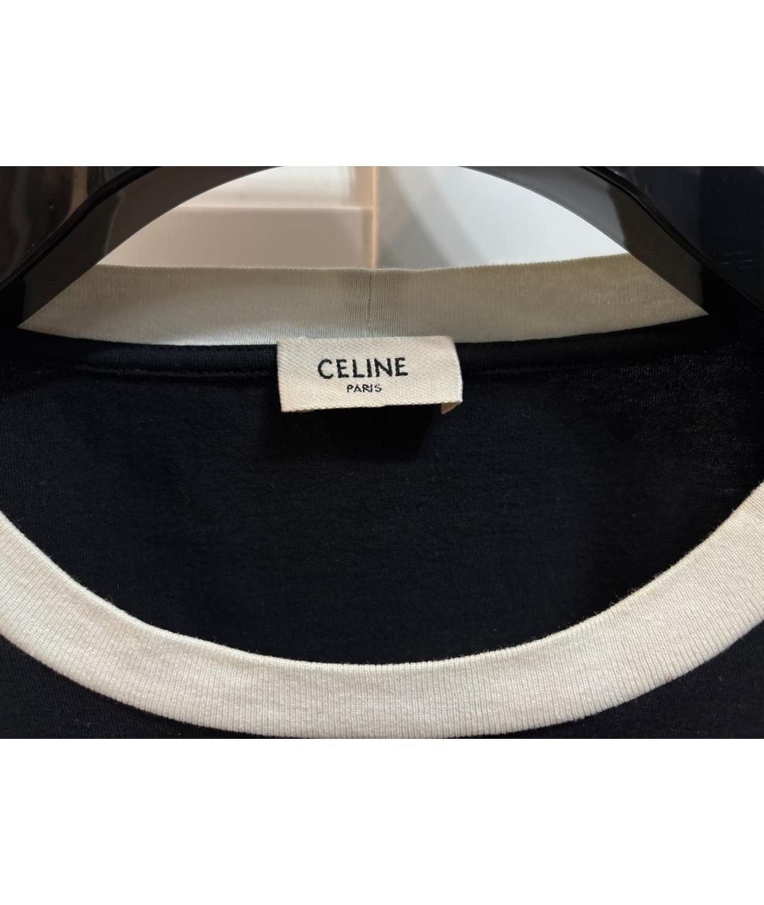 CELINE Черная хлопковая футболка, фото 5