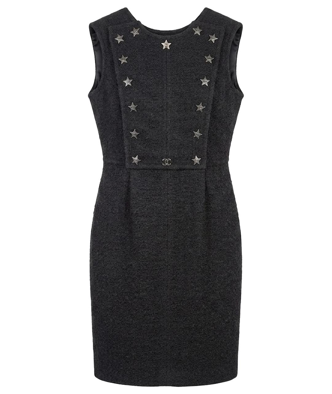 CHANEL Черное твидовое повседневное платье, фото 1