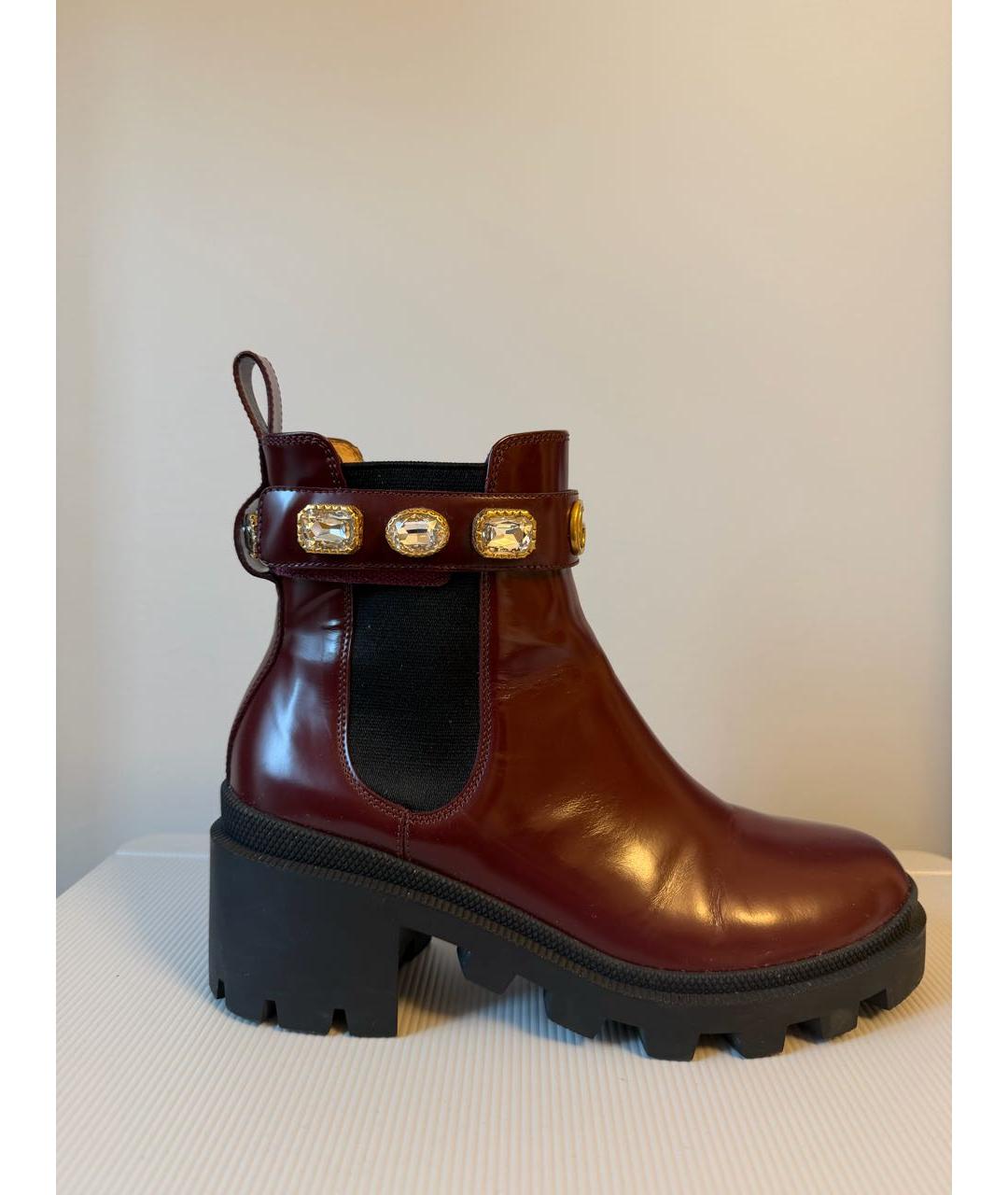 GUCCI Бордовые кожаные полусапоги, фото 8