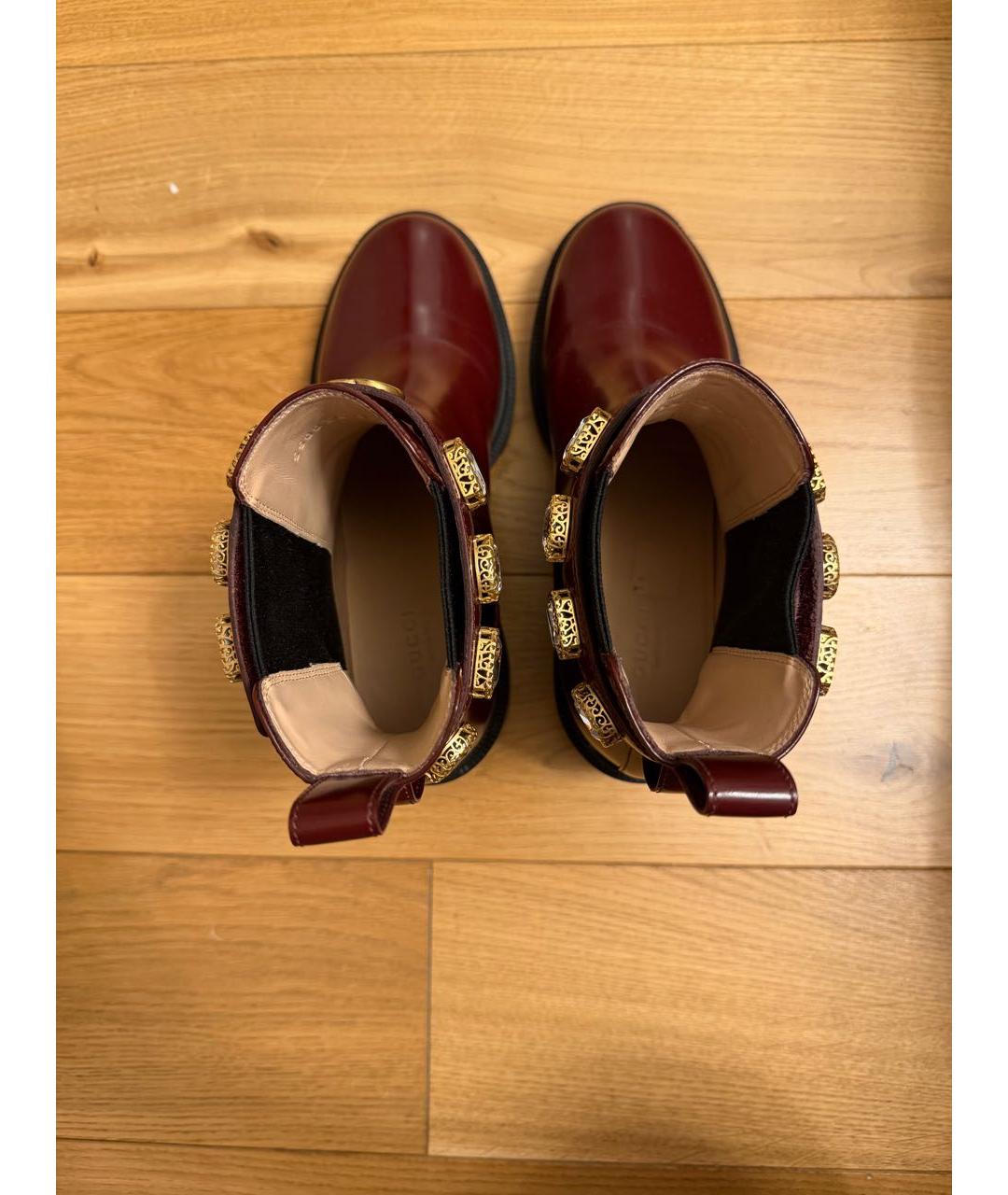 GUCCI Бордовые кожаные полусапоги, фото 3