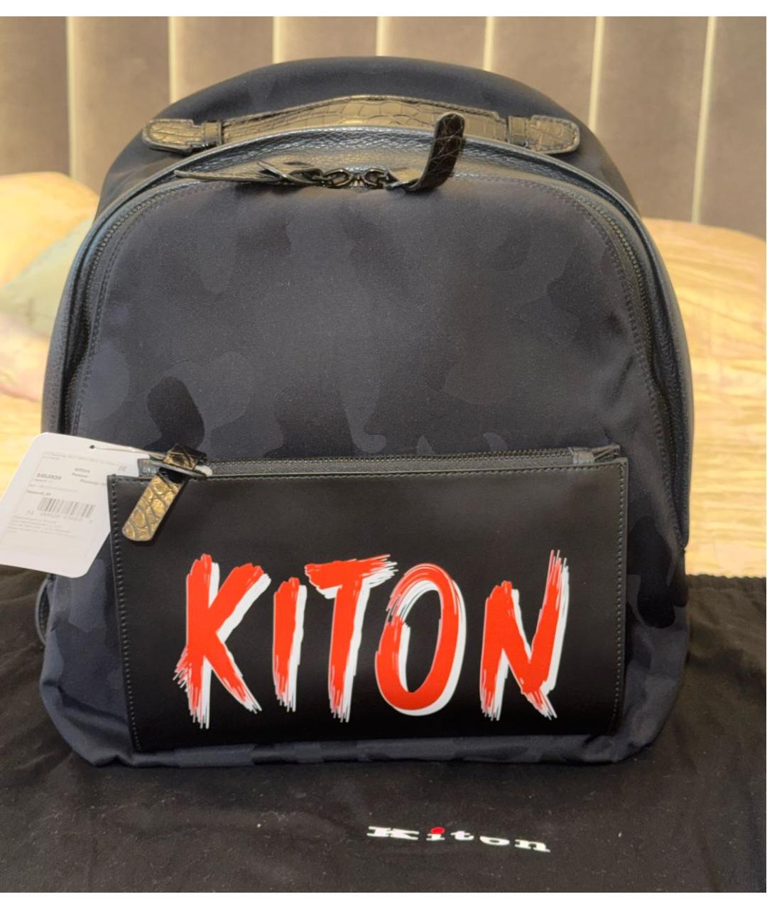 KITON Черный тканевый рюкзак, фото 5