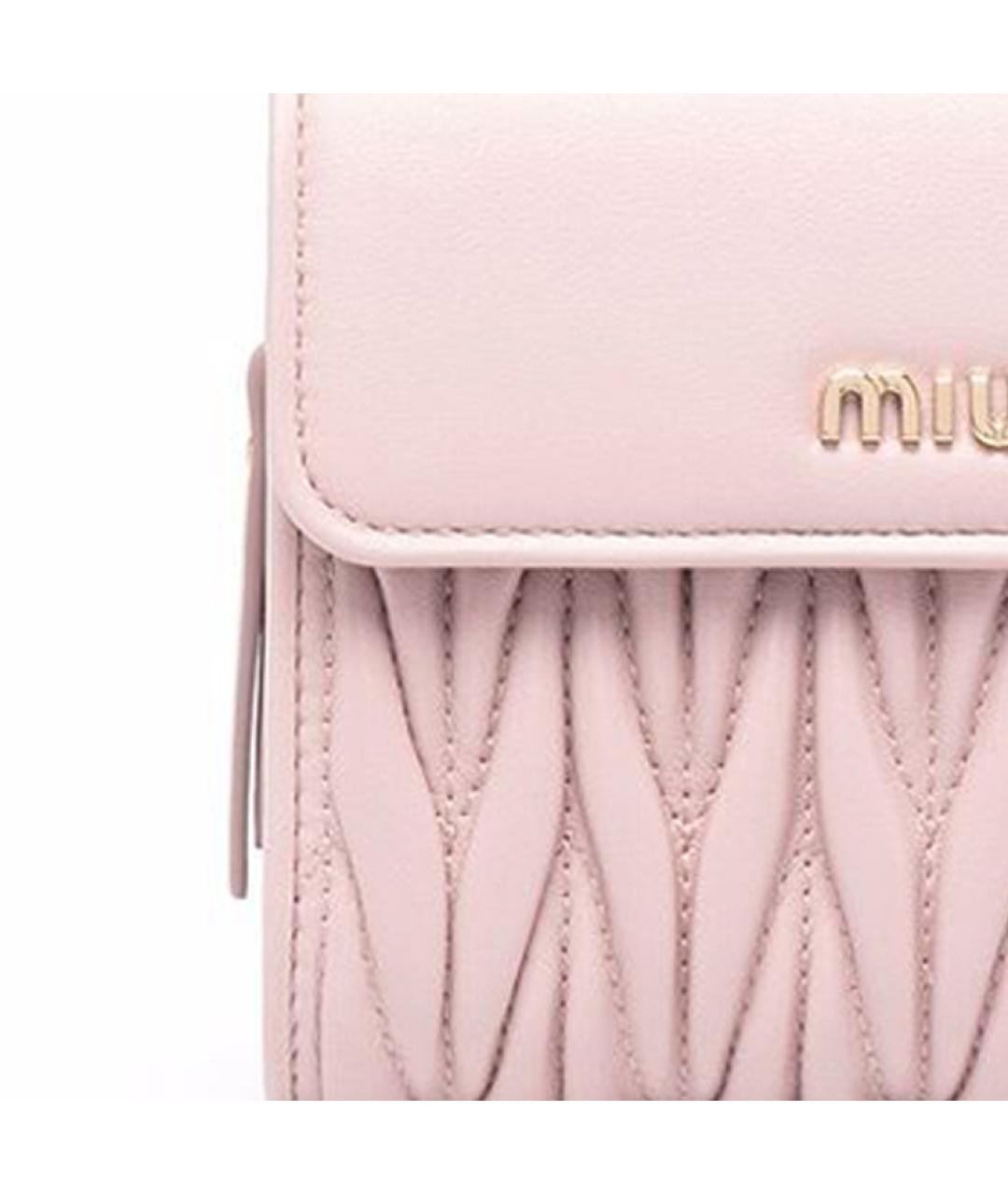 MIU MIU Розовый кожаный кошелек, фото 4
