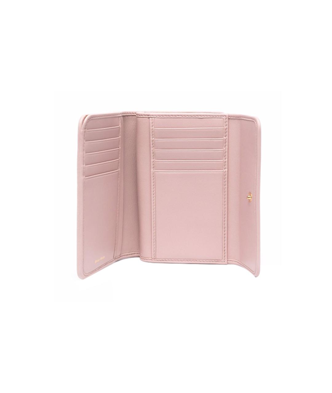 MIU MIU Розовый кожаный кошелек, фото 3