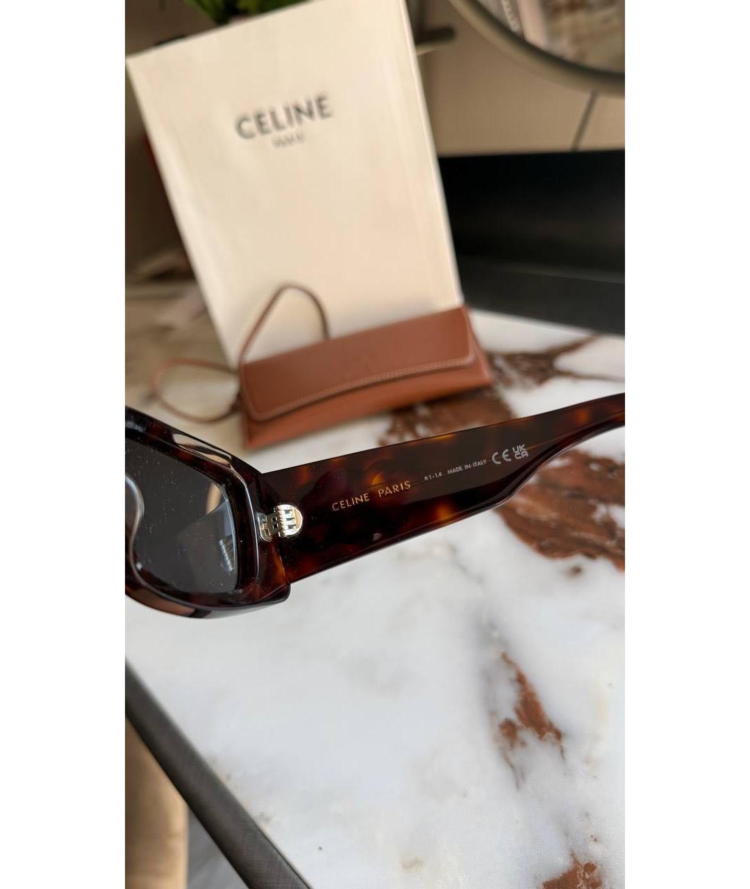 CELINE Коричневые пластиковые солнцезащитные очки, фото 5
