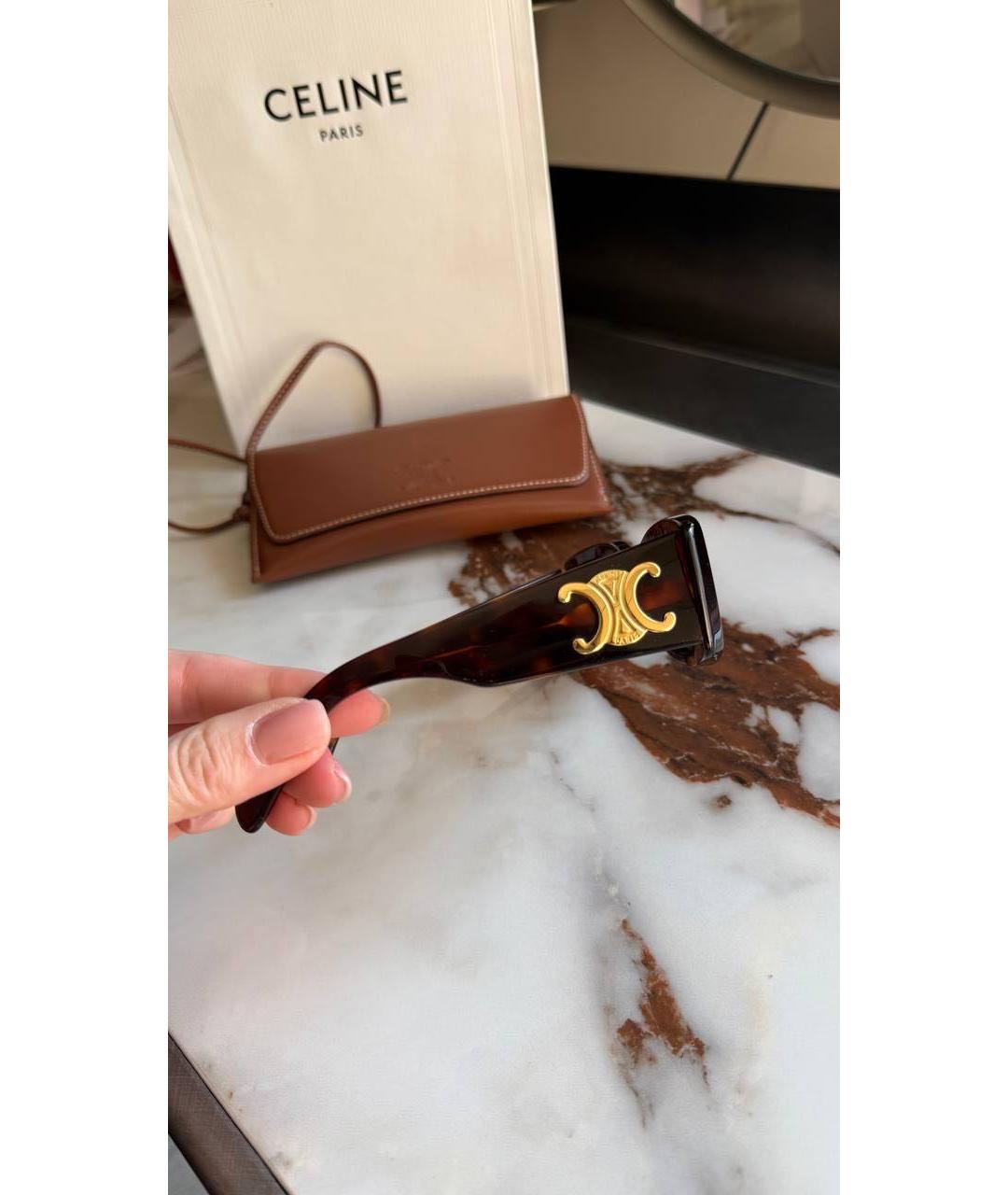 CELINE Коричневые пластиковые солнцезащитные очки, фото 4