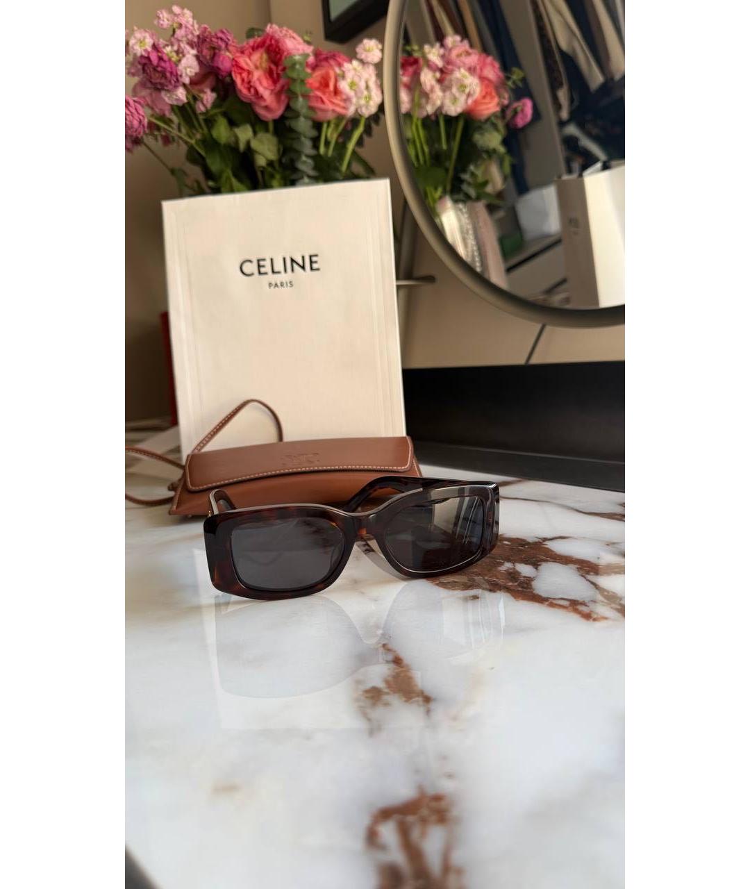 CELINE Коричневые пластиковые солнцезащитные очки, фото 3