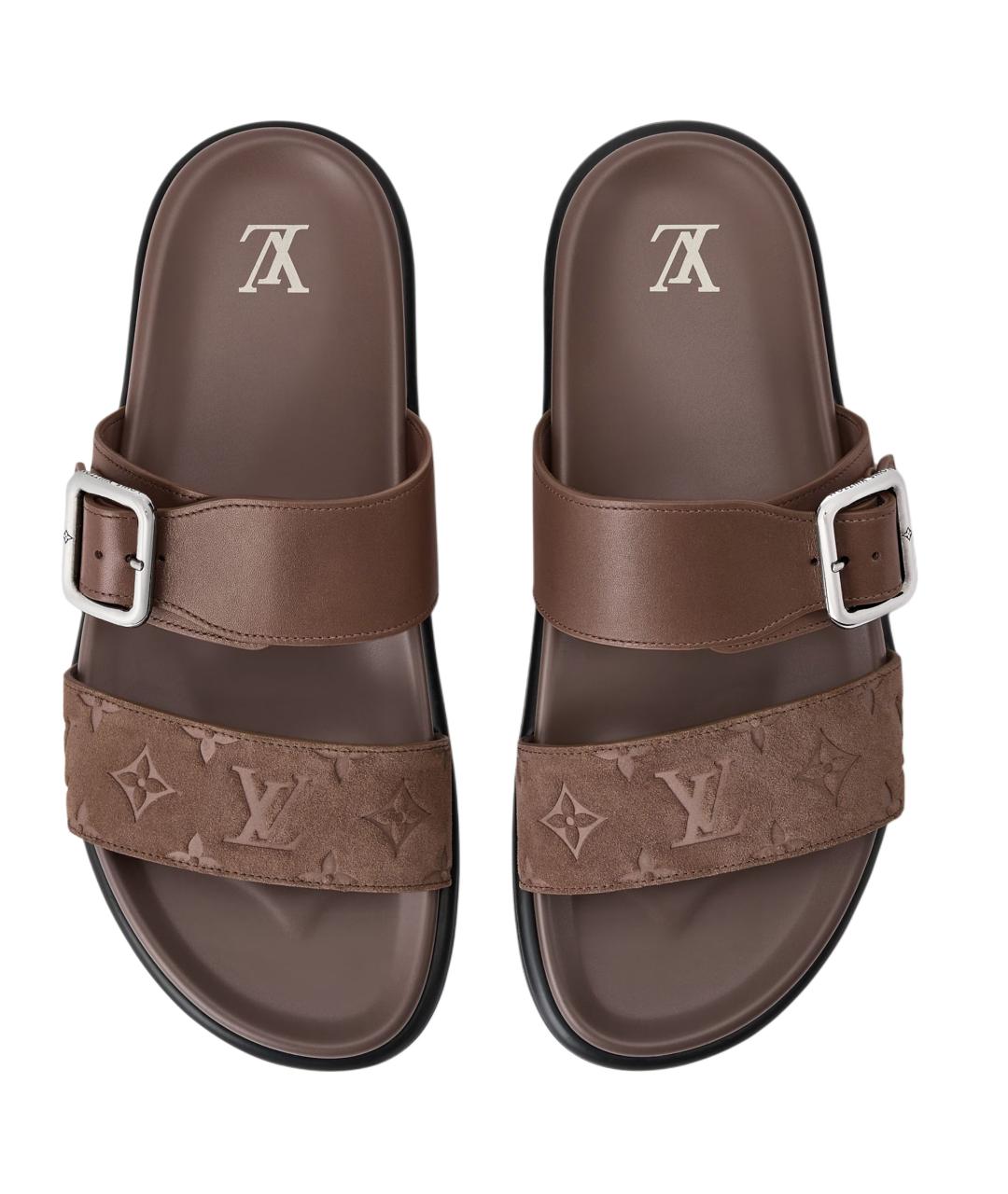 LOUIS VUITTON Коричневые шлепанцы, фото 4