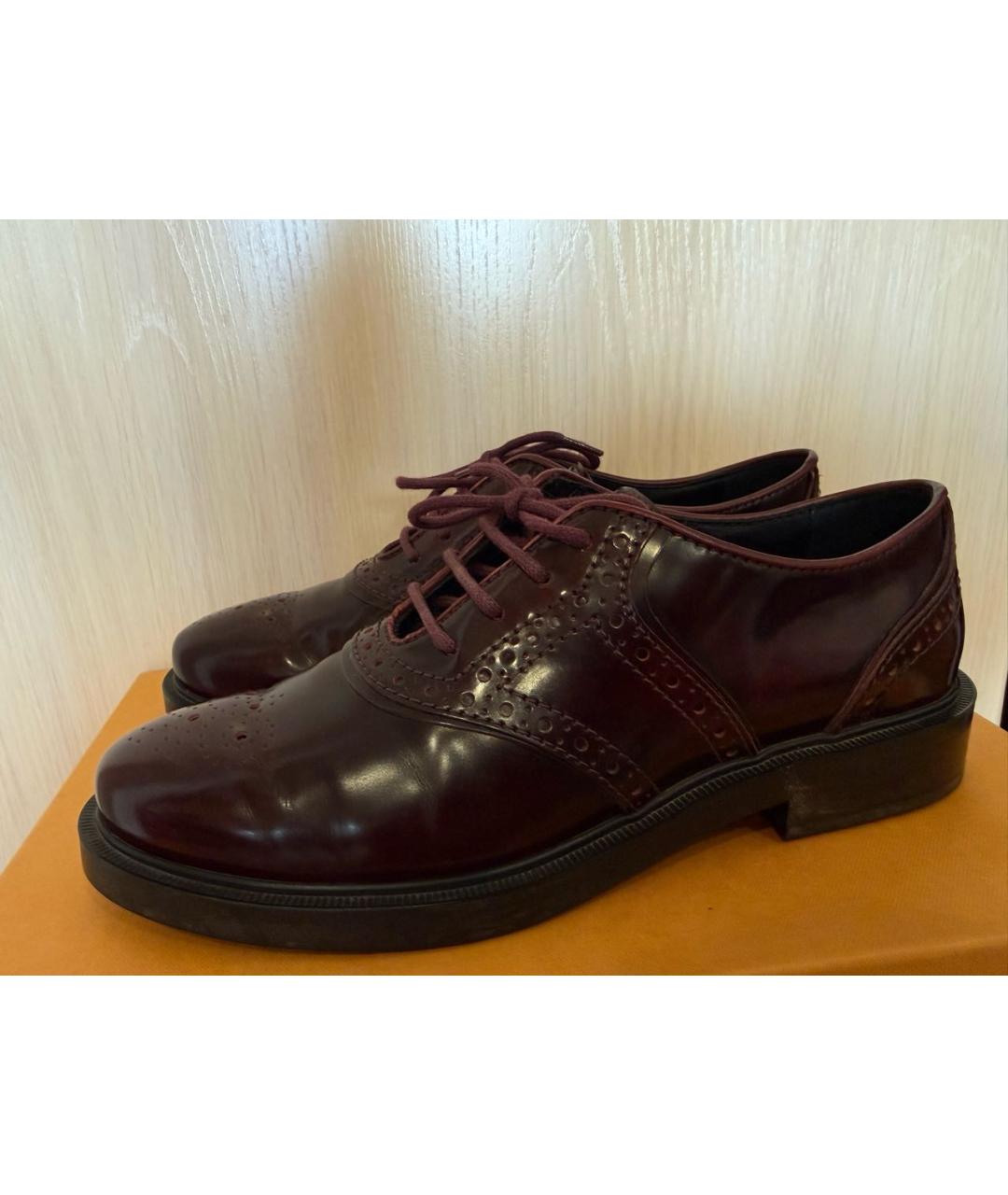 TOD'S Бордовые кожаные брогги и оксфорды, фото 7
