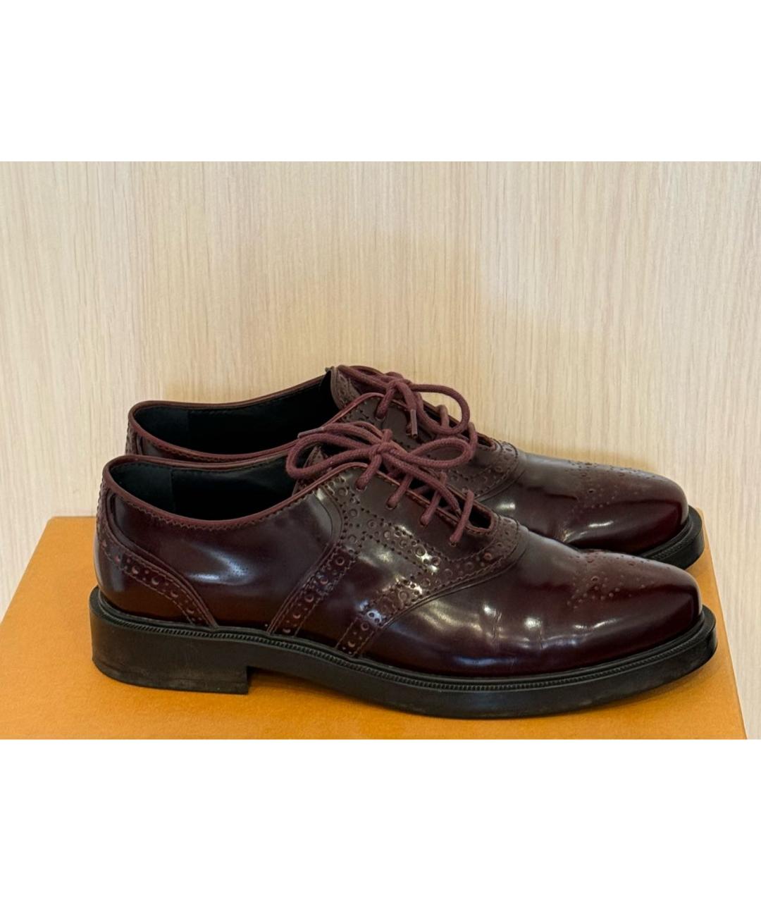 TOD'S Бордовые кожаные брогги и оксфорды, фото 9