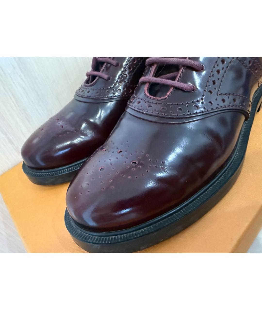 TOD'S Бордовые кожаные брогги и оксфорды, фото 8