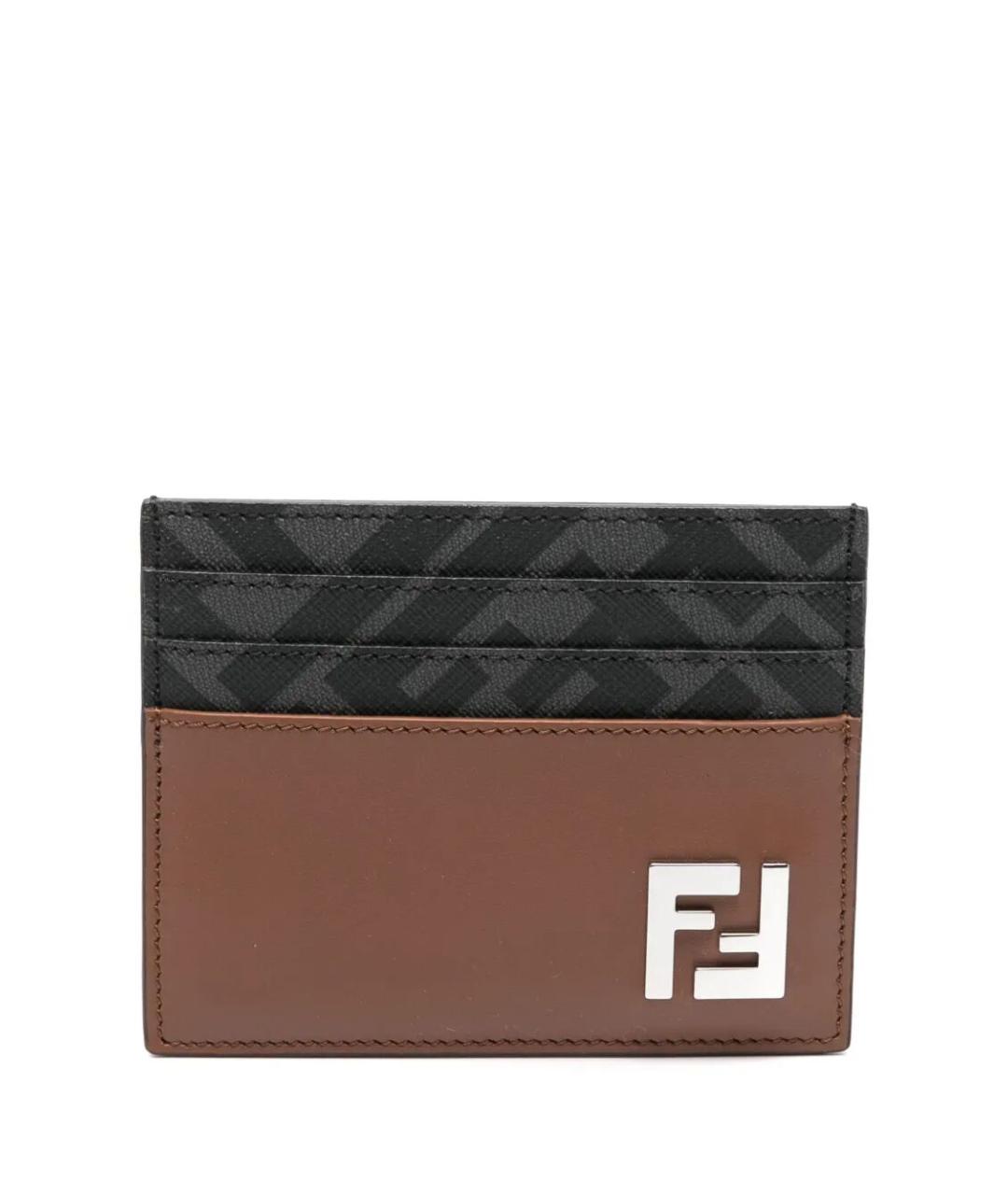 FENDI Коричневый кожаный кардхолдер, фото 1