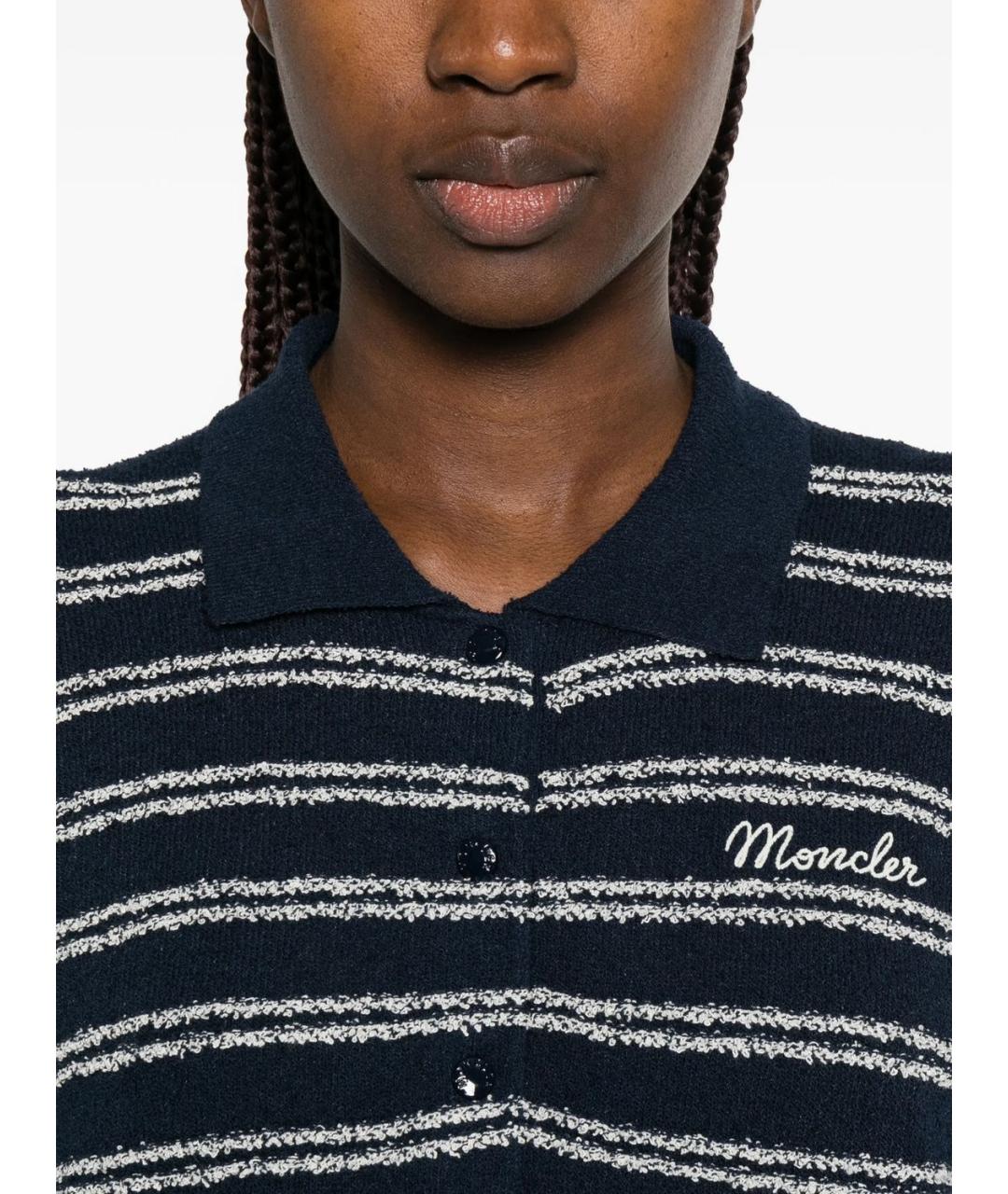 MONCLER Темно-синяя хлопковая футболка, фото 3