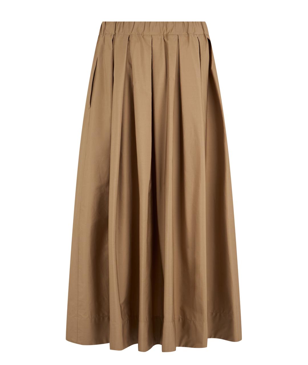 'S MAX MARA Коричневая хлопковая юбка миди, фото 2