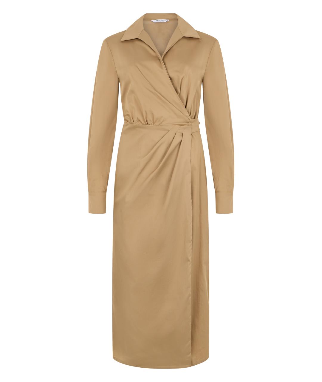 MAX MARA Бежевое хлопковое повседневное платье, фото 1