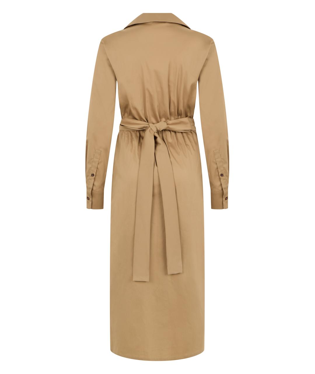 MAX MARA Бежевое хлопковое повседневное платье, фото 2