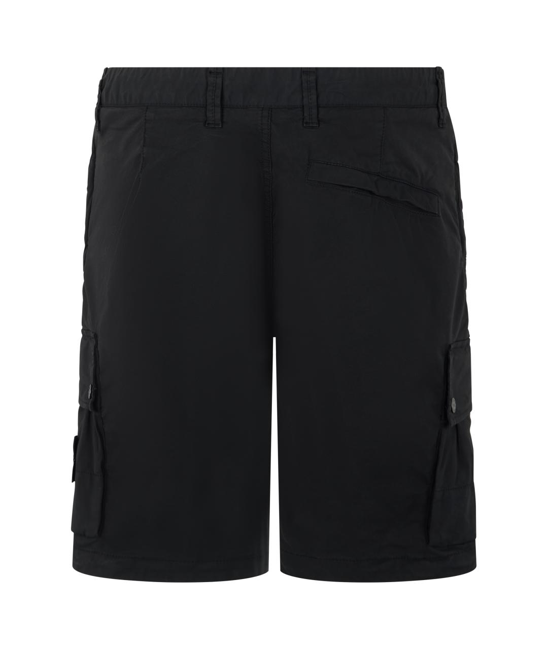 STONE ISLAND Черные хлопковые шорты, фото 2