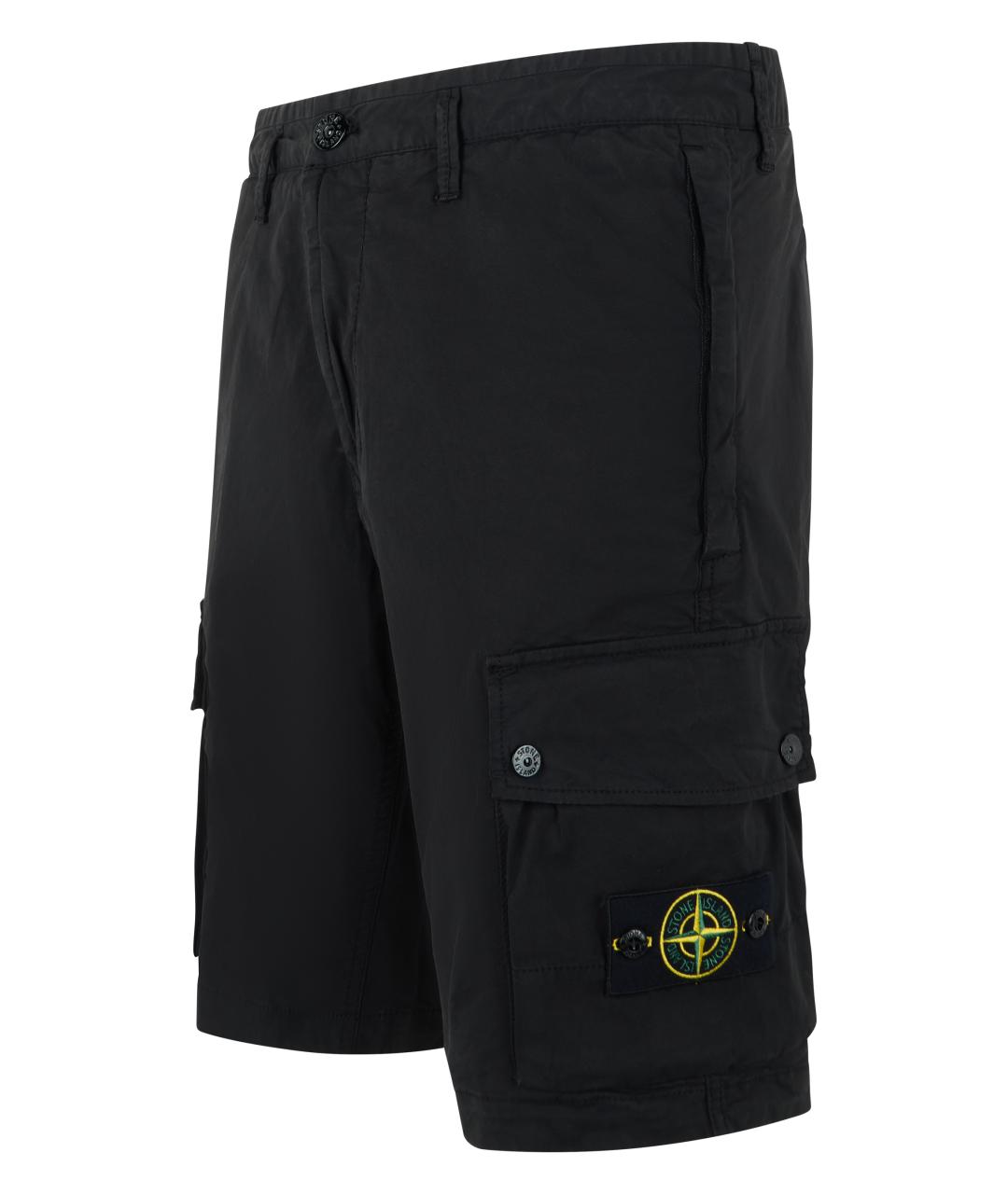 STONE ISLAND Черные хлопковые шорты, фото 3