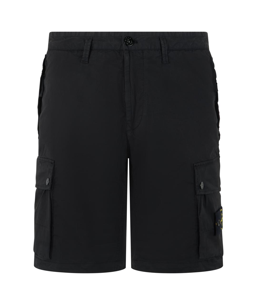 STONE ISLAND Черные хлопковые шорты, фото 1