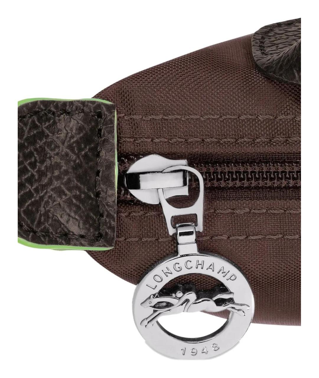 LONGCHAMP Коричневая тканевая сумка с короткими ручками, фото 5