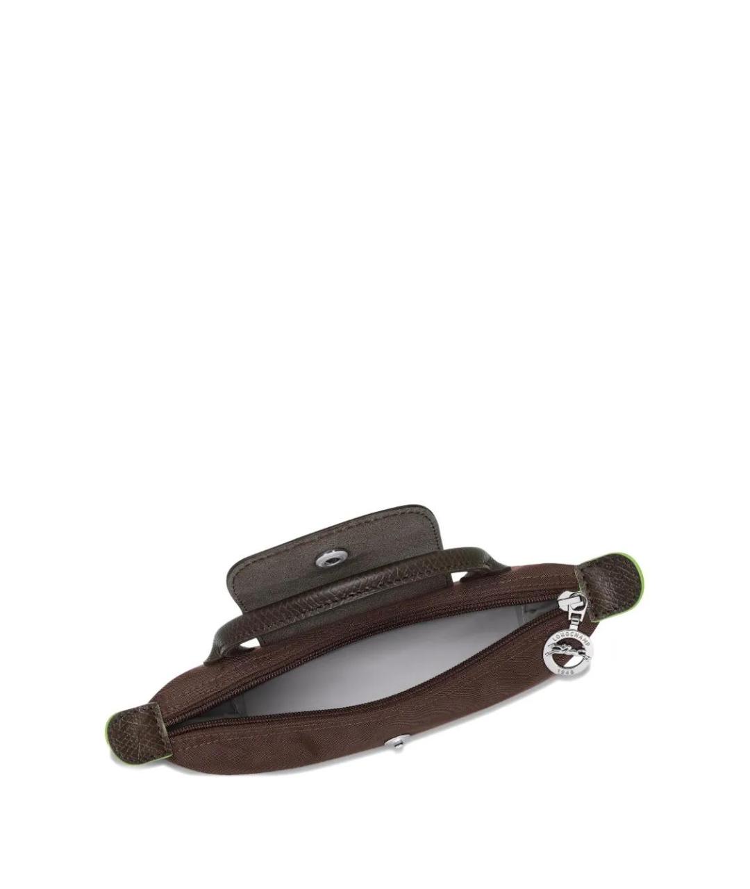LONGCHAMP Коричневая тканевая сумка с короткими ручками, фото 4