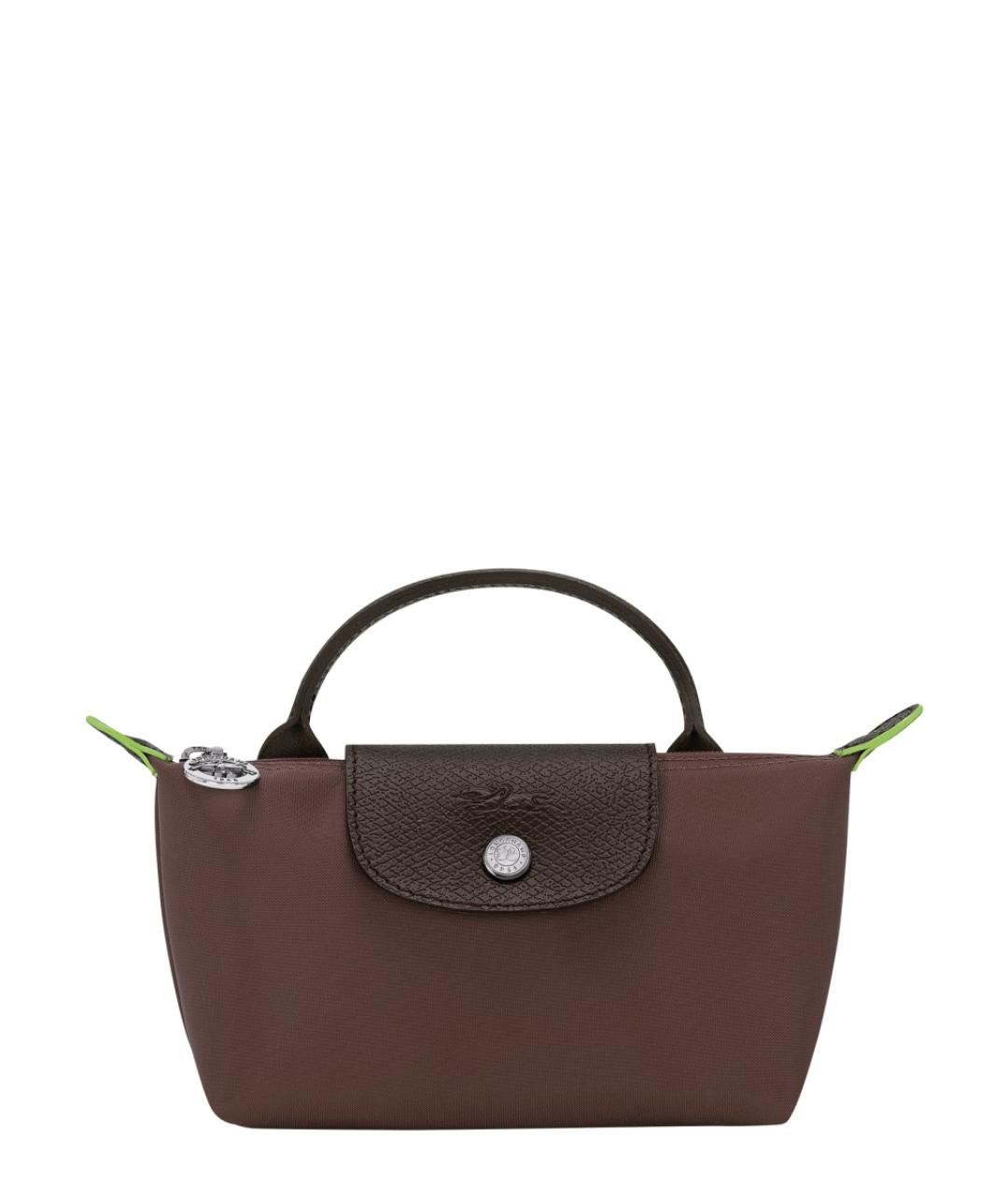 LONGCHAMP Коричневая тканевая сумка с короткими ручками, фото 1