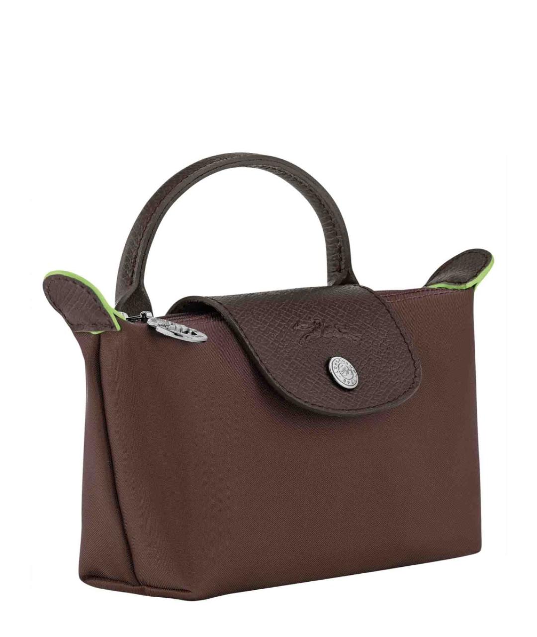 LONGCHAMP Коричневая тканевая сумка с короткими ручками, фото 3