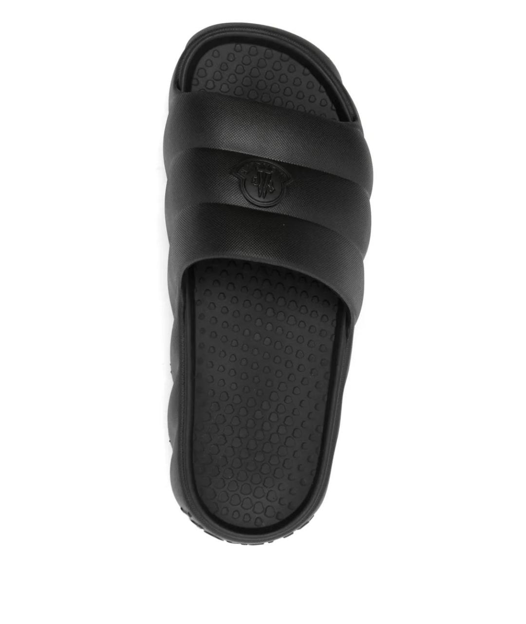 MONCLER Черные резиновые шлепанцы, фото 4
