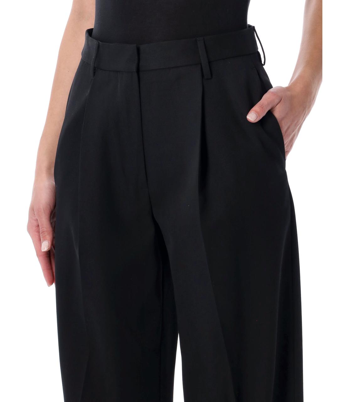 DRIES VAN NOTEN Черные шерстяные прямые брюки, фото 3