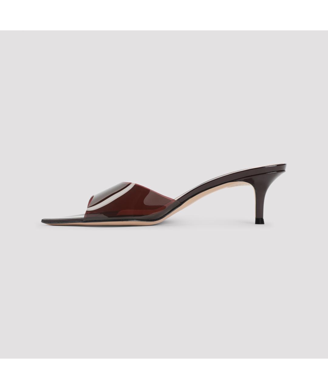 GIANVITO ROSSI Бордовые кожаные мюли, фото 2