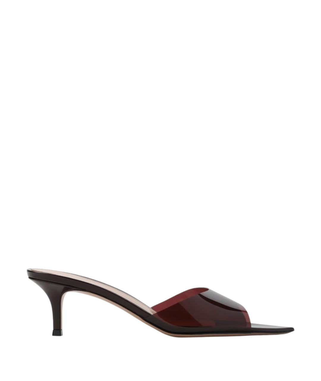 GIANVITO ROSSI Бордовые кожаные мюли, фото 1