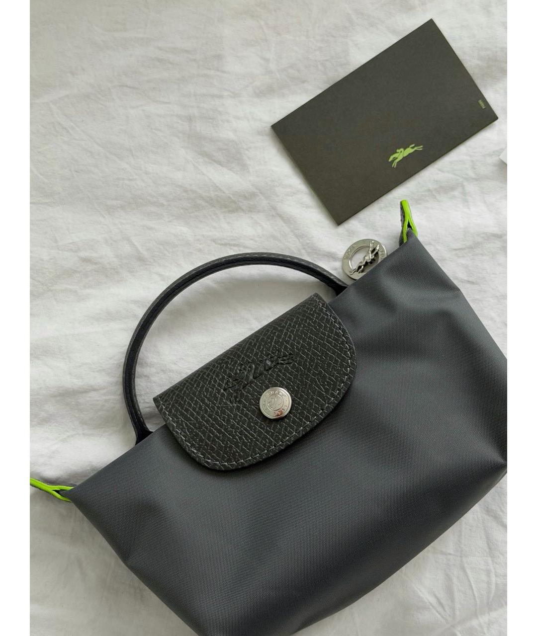 LONGCHAMP Антрацитовая хлопковая сумка с короткими ручками, фото 3