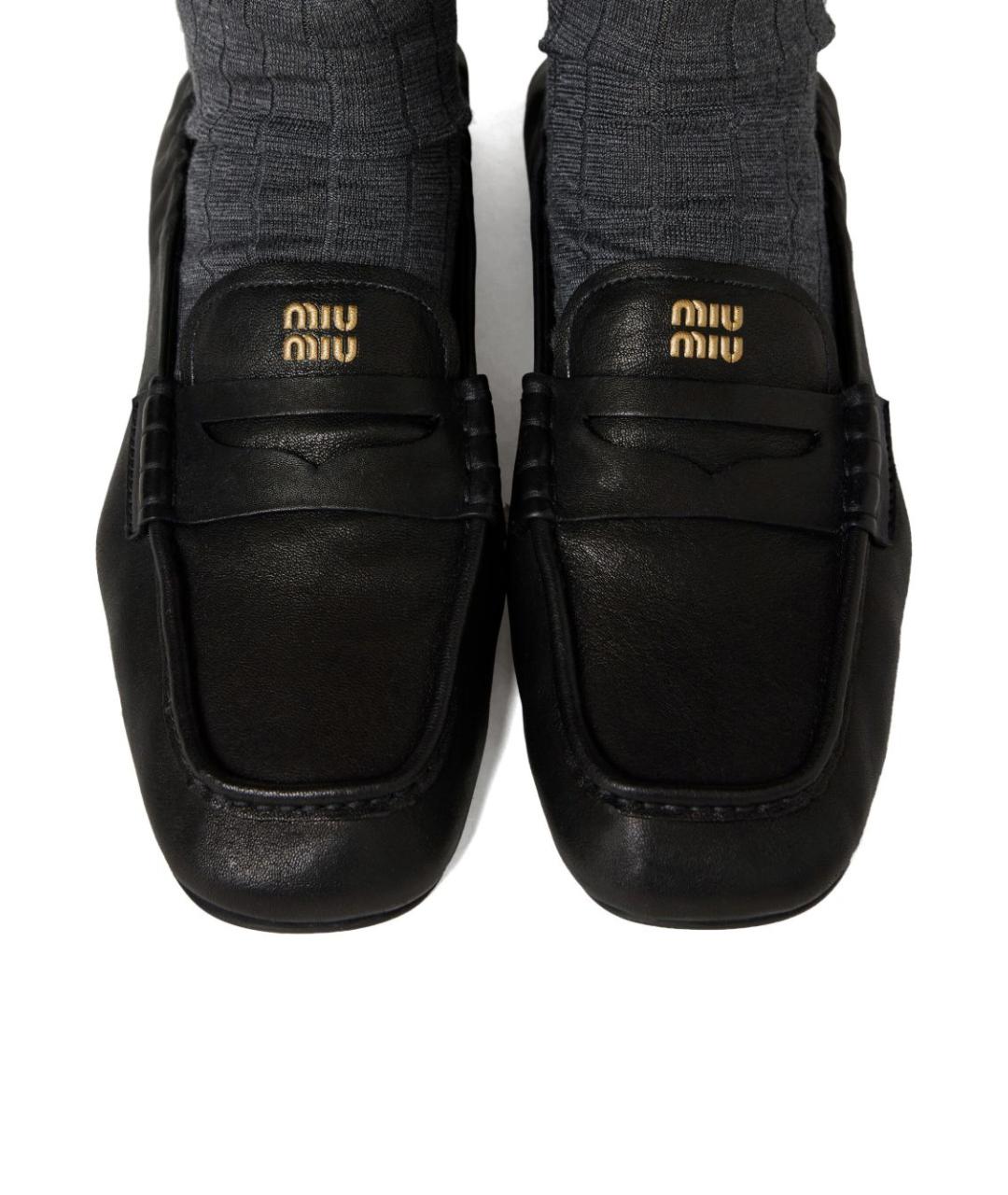 MIU MIU Черные кожаные лоферы, фото 2