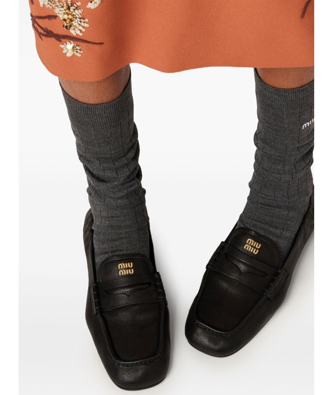 MIU MIU Черные кожаные лоферы, фото 4