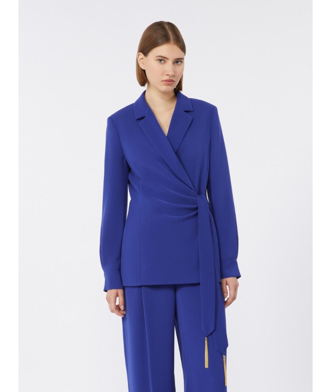 MAX MARA STUDIO Синий полиэстеровый жакет/пиджак, фото 3