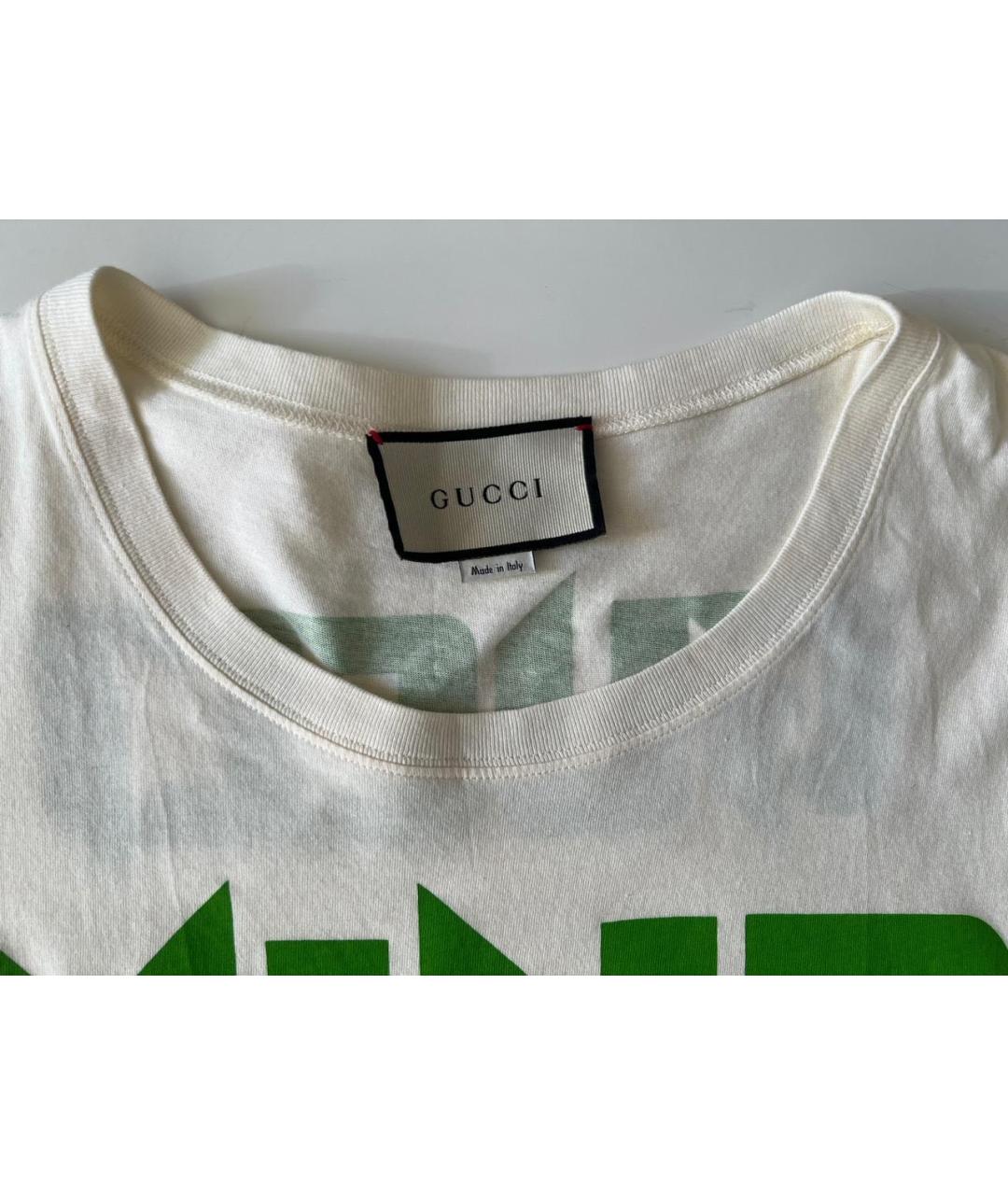 GUCCI Белая хлопковая футболка, фото 3