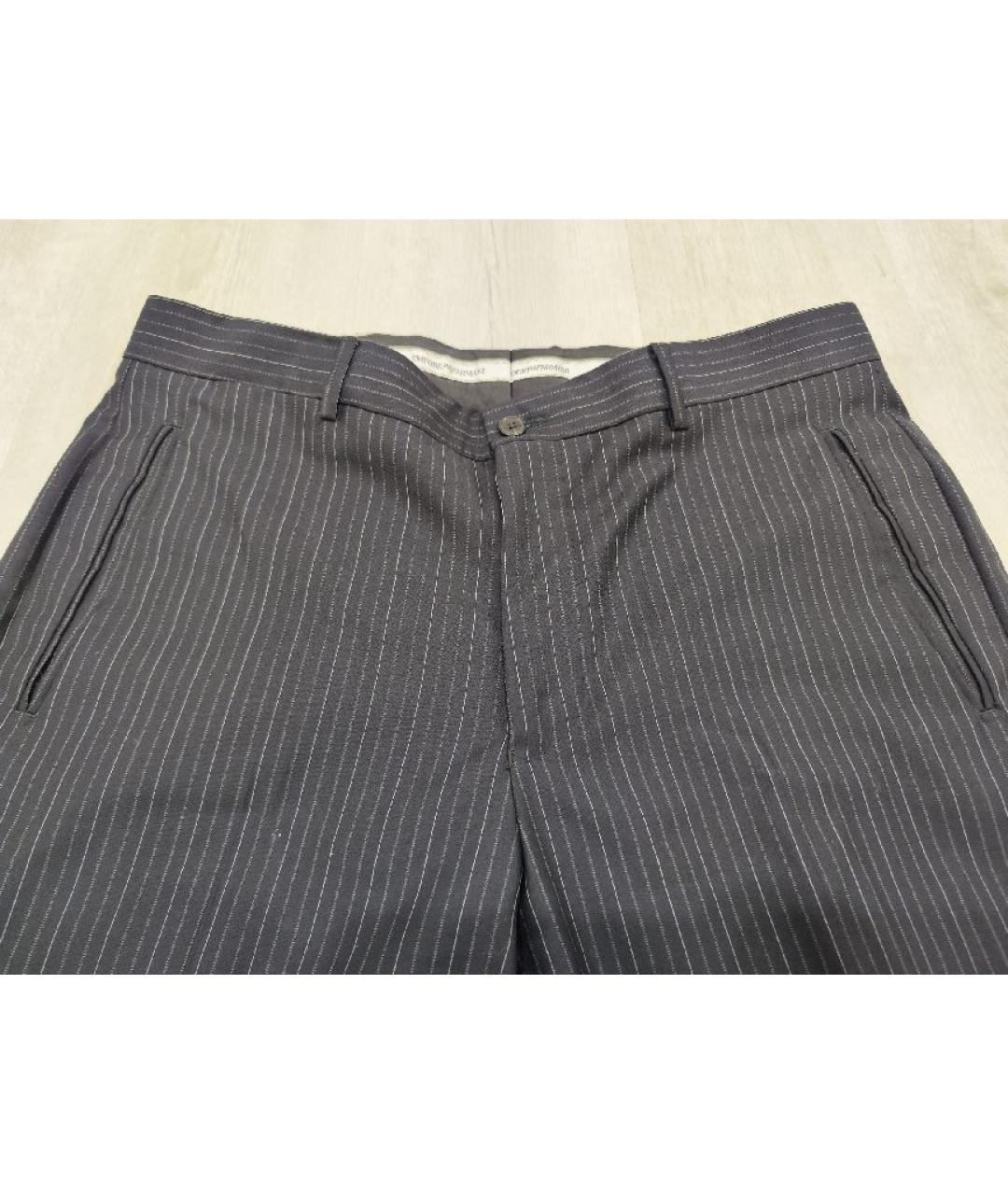EMPORIO ARMANI Темно-синие шерстяные классические брюки, фото 4