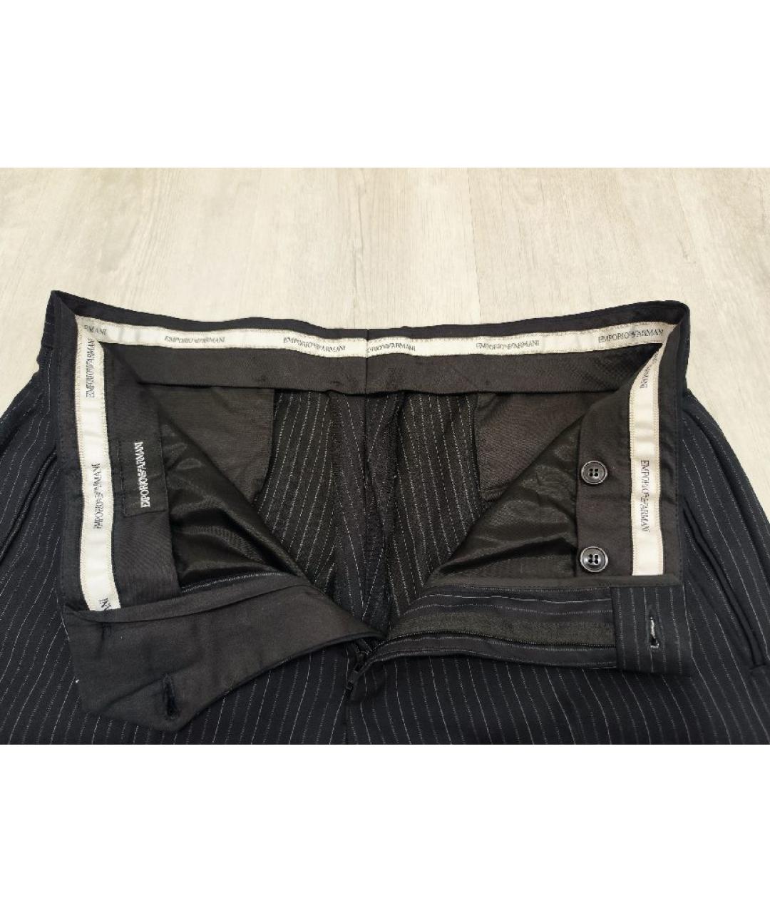 EMPORIO ARMANI Темно-синие шерстяные классические брюки, фото 3