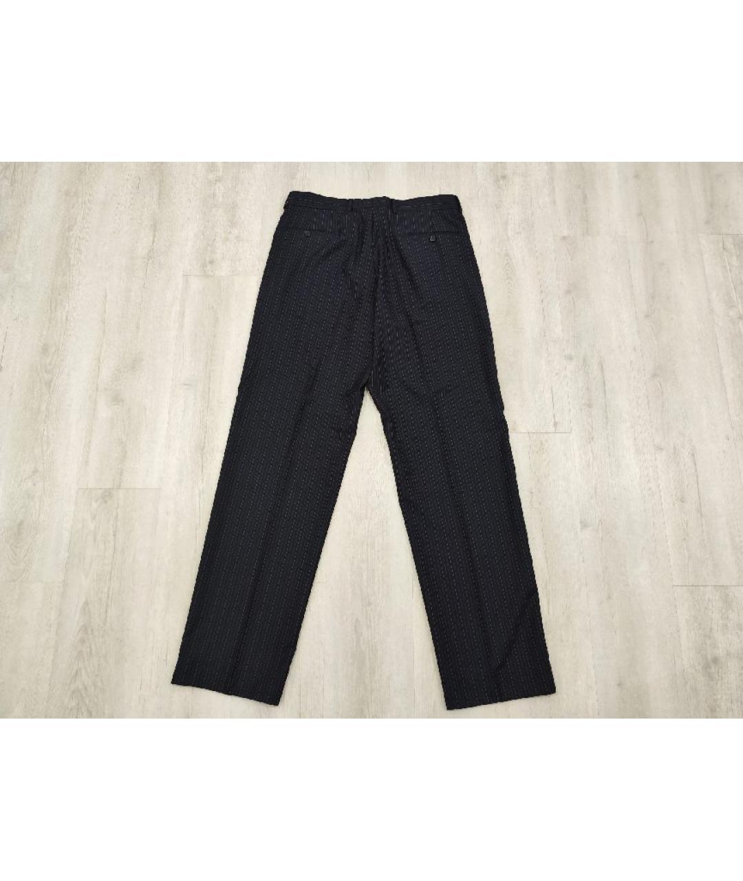 EMPORIO ARMANI Темно-синие шерстяные классические брюки, фото 2
