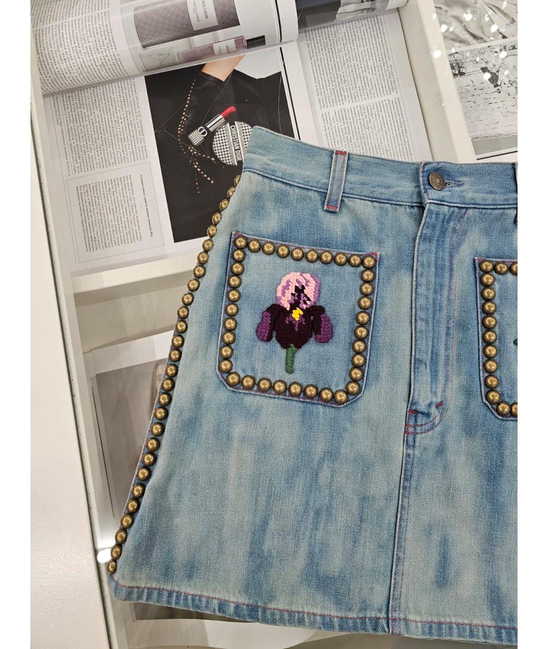 GUCCI Синяя юбка мини, фото 8