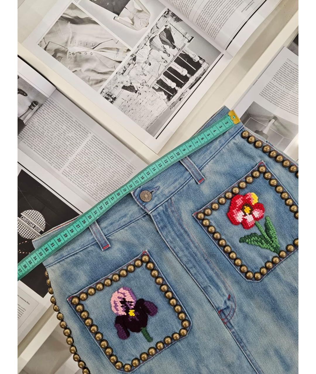 GUCCI Синяя юбка мини, фото 6