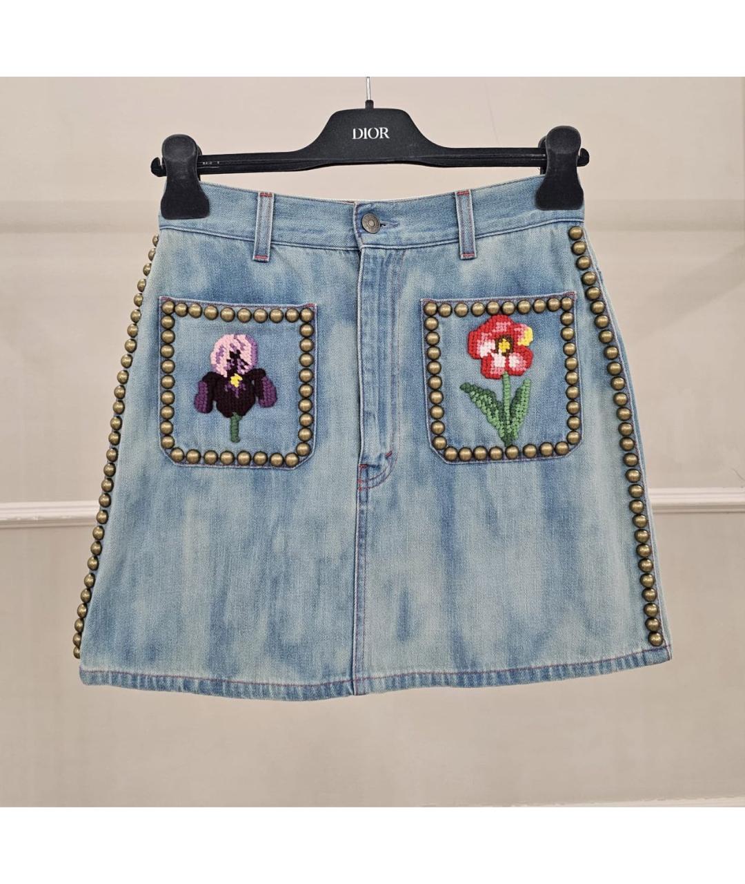 GUCCI Синяя юбка мини, фото 9