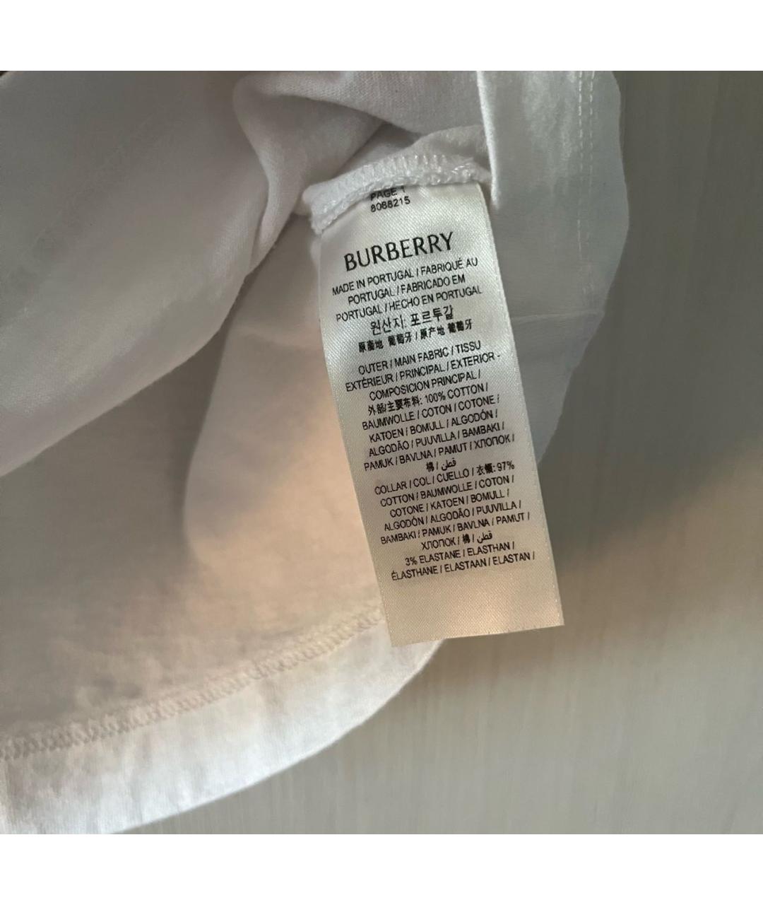 BURBERRY Белая хлопковая футболка, фото 8