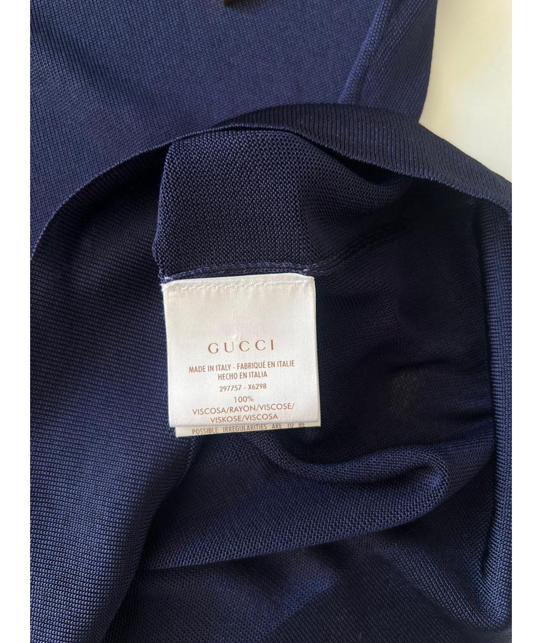 GUCCI Темно-синяя вискозная майка, фото 4