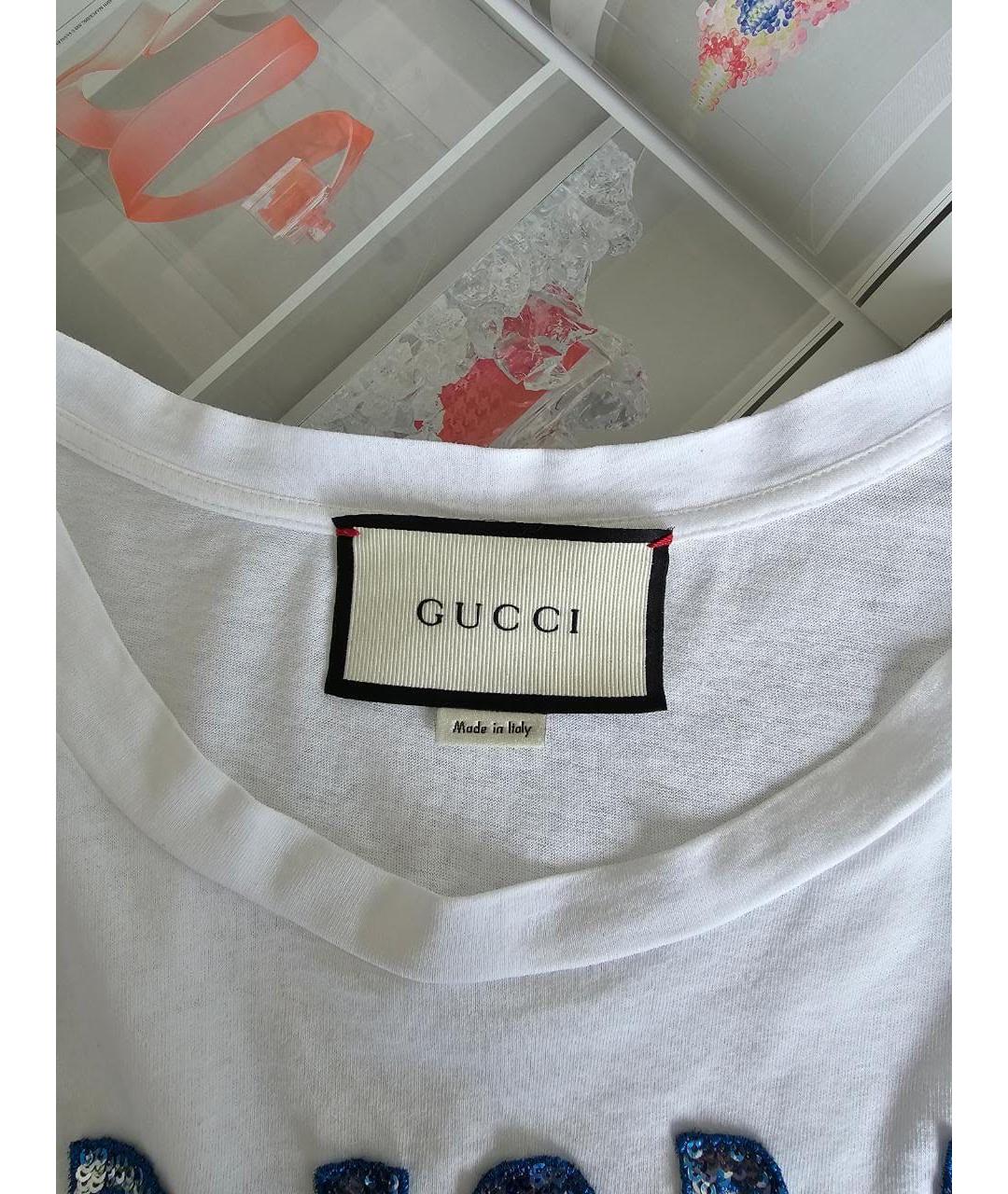 GUCCI Белая хлопковая футболка, фото 7